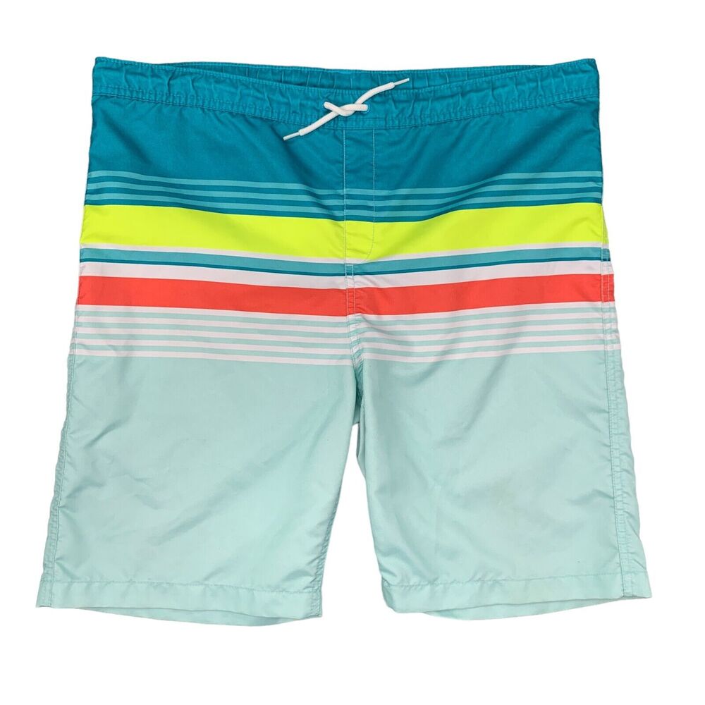 Lands End Swim Trunk Mens XL Extra Large Striped Drawstring Brief Lined *READ